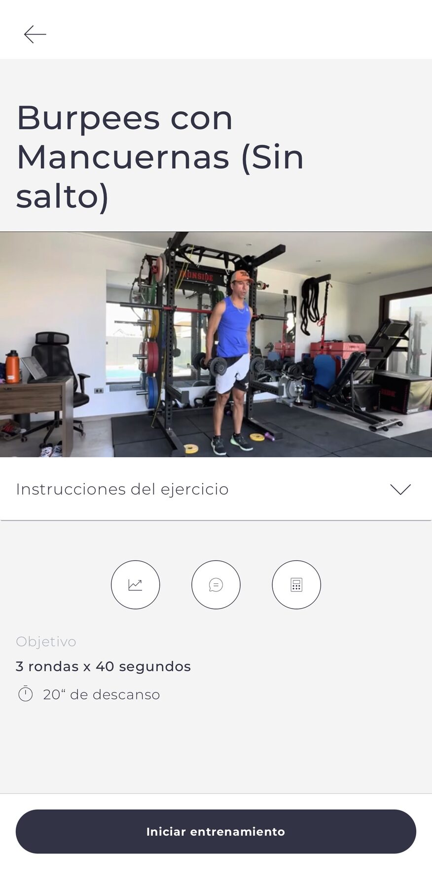 Detalle de un ejercicio en la app Best Jump